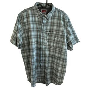 Wrangler Outdoor Series Mens XL Plaid Performance Shirt Vented Short Sleeve